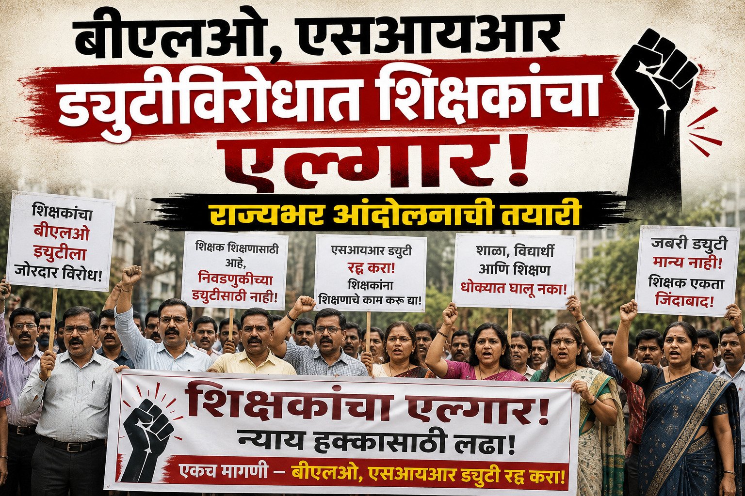 बीएलओ, एसआयआर ड्युटीविरोधात शिक्षकांचा एल्गार: राज्यभर आंदोलनाची तयारी; मुंबईत आज निर्णायक बैठक